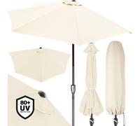 KINGSLEEVE® Demi-parasol Ø 270 cm crème Parasol de balcon terrasse avec manivelle Pare-soleil Protection solaire UV 50+