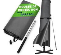 KINGSLEEVE® Housse de protection parasol gris imperméable résistant aux intempéries UV bâche de protection pour parasol