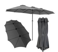 KINGSLEEVE® Parasol de jardin double XXL Protection solaire anthracite 460x270cm avec manivelle Pare-soleil avec protection UV40+