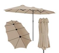 KINGSLEEVE® Parasol de jardin double XXL Protection solaire taupe 460x270cm avec manivelle Pare-soleil avec protection UV40+