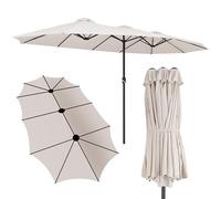 KINGSLEEVE® Parasol de jardin double XXL Protection solaire crème 460x270cm avec manivelle Pare-soleil avec protection UV40+