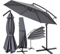 KINGSLEEVE® Parasol de jardin extérieur en alu Parasol déporté inclinable Ø300cm anthracite avec manivelle Protection UV 80+