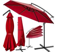 Kingsleeve® Parasol de jardin extérieur en alu Parasol déporté inclinable Ø300cm rouge avec manivelle Protection UV 80+