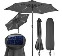 Kingsleeve® Parasol de jardin extérieur LED solaire 300cm anthracite Pare-soleil inclinable avec manivelle Protection UV 80+