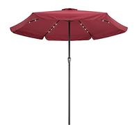 Kingsleeve® Parasol de jardin extérieur LED solaire 330cm rouge Pare-soleil en aluminium avec manivelle Protection UV 80+