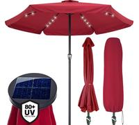 KINGSLEEVE® Parasol de jardin extérieur LED solaire 330cm rouge Pare-soleil en aluminium avec manivelle Protection UV 80+