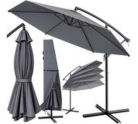 KINGSLEEVE® Parasol de jardin extérieur en alu Parasol déporté inclinable anthracite Ø330cm avec manivelle Protection UV 80+