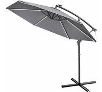 Kingsleeve® Parasol déporté Ø 330cm anthracite Pare-soleil en aluminium avec éclairage LED Protection UV80+ jardin