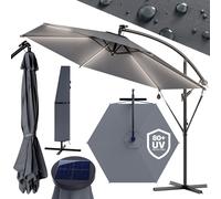 KINGSLEEVE® Parasol déporté Ø 330cm anthracite Pare-soleil en aluminium avec éclairage LED Protection UV80+ jardin