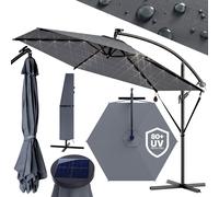 KINGSLEEVE® Parasol déporté anthracite Ø 300cm Pare-soleil en aluminium avec éclairage LED Protection UV80+ jardin