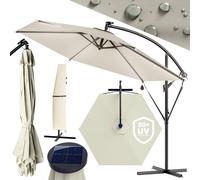 KINGSLEEVE® Parasol déporté inclinable Ø 330cm crème Pare-soleil en aluminium avec éclairage LED Protection UV80+ jardin