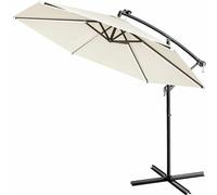 Kingsleeve® Parasol déporté inclinable Ø 330cm crème Pare-soleil en aluminium avec éclairage LED Protection UV80+ jardin
