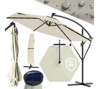 KINGSLEEVE® Parasol déporté inclinable crème Ø 300cm Pare-soleil en aluminium avec éclairage LED Protection UV80+ jardin