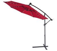 KINGSLEEVE® Parasol déporté inclinable rouge Ø 300cm Pare-soleil en aluminium avec éclairage LED Protection UV80+ jardin