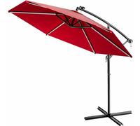 KINGSLEEVE® Parasol déporté inclinable Ø 330cm rouge Pare-soleil en aluminium avec éclairage LED Protection UV80+ jardin