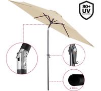 KINGSLEEVE® Parasol inclinable Ø 300cm beige Parasol en aluminium avec manivelle Protection UV50+ Pare-soleil jardin