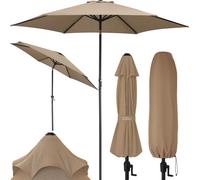KINGSLEEVE® Parasol inclinable Ø 300cm taupe Parasol en aluminium avec manivelle Protection UV50+ Pare-soleil jardin