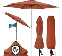 KINGSLEEVE® Parasol inclinable Ø 300cm terracotta Parasol en aluminium avec manivelle Protection solaire jardin terrasse