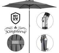KINGSLEEVE® Parasol inclinable Ø300cm anthracite Parasol en aluminium avec manivelle Protection UV50+ Pare-soleil jardin