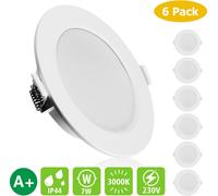 KINGSO 6Pcs AC230V 6W LED Recessed Plafonnier Projecteur ultra-mince Downlights pour salle de bain salon cuisine
