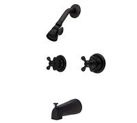 Kingston Brass KB245AX Double poignée Robinet de baignoire et de douche avec Decor Cross Handle, bronze huilé
