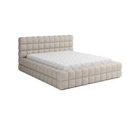 Kingston - lit coffre - 140x200 - sommier inclus - en tissu bouclette - Beige