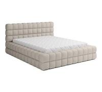 BESTMOBILIER Lit coffre Kingston 140x200 avec sommier en tissu bouclette Beige