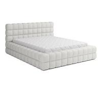 Best Mobilier Lit coffre Kingston 140x200, sommier inclus, en tissu bouclette Blanc