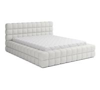 Best mobilier Lit coffre Kingston 160x200 sommier inclus en tissu bouclette Blanc