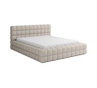 Kingston - lit coffre - 180x200 - sommier inclus - en tissu bouclette - Beige
