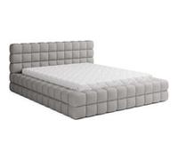 Best mobilier - Lit coffre Kingston 180x200, sommier inclus, tissu bouclette Gris