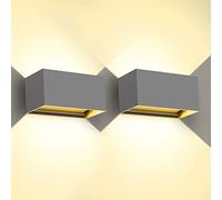 Kingwen Lot de 2 Appliques Murale LED Extérieures Haut-Bas 3000k 20W Gris