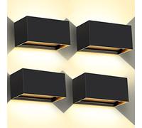 Kingwen Lot de 4 Appliques Murale LED Extérieures Haut-Bas 3000k 20W Noire