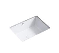 KINGWONG Évier rectangulaire blanc de 45,7 cm pour salle de bain, petit évier moderne encastré en céramique porcelaine sous le comptoir avec trop-plein 465 mm x 350 mm