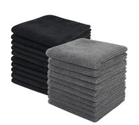 KinHwa Chiffons en Microfibres Noir+Gris Chiffons de Nettoyage pour la Cuisine Chiffons à Vaisselle Lavables Microfibres Chiffons de Nettoyage Écologiques et Non Pelucheux 20 cm x 20 cm 20 pièces
