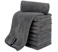KinHwa Serviette Main Microfibre Gästetuch 30x50 cm Gris foncé Lot de 10 | serviette moelleuse, très absorbantes, séchage rapide, douce, pour bain et visage
