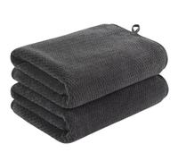 KinHwa Serviette Microfibre Cheveux Grande 50x100 cm Gris Lot de 2 | serviette moelleuse, très absorbantes, séchage rapide, douce, pour bain et visage