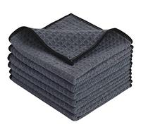 KinHwa Torchons de Cuisine Microfibre, Super Absorbant Chiffon Cuisine nettoyagant, essuie Vaisselle Lavette Douce Serviettes de Cuisine Lavable 30cm x 30cm 6 Pack Gris