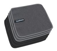 KinHwa Torchons Noir+Gris Lavable Torchon Microfibre 20x20cm 6 Pièces | chiffon microfibre gaufré, lavette cuisine, lavable, super absorbant, sans peluche, séchage rapide