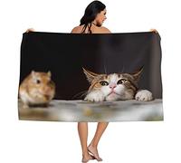 KINITA Serviette de Plage 70x150 cm Chat Marrant, Serviette de Plage Microfibre Enfants Femme Homme, AnimalServiette de Bain, Drap de Plage Grande Légère Portable pour Natation Voyage Draps De Bain
