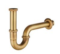 KINKIBOS Siphon en acier inoxydable P-Trap 1 1/4" x 32 mm universel pour lavabo et bassine de salle de bain, hauteur réglable, piège anti-odeurs, finition bronzée brossée