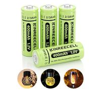 Kinreecell Pile Solaire Rechargeable 2/3AAA 400 mAh 1,2 V, modèle Non AAA | Faible autodécharge, lot de 4 piles solaires 2/3AAA pour lampes solaires d'extérieur