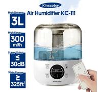 KINSCOTER 3L humidificateur d'air professionnel grande capacité humidificateur domestique plante brume diffuseur d'arôme avec minuterie de télécommande Black Basic