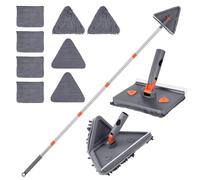 Kinsinder Balai serpillère à long manche 192 cm pour murs et plinthes, avec 2 plumeaux chenille et 6 tampons en microfibre pour murs peints, fenêtres et sols