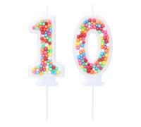 Kinsynko Bougie d'anniversaire en forme de chiffre 10 arc-en-ciel pour gâteaux de 10e anniversaire, fille et femme, thème sucré, 10 ans, anniversaire de mariage, décoration de gâteau de fête