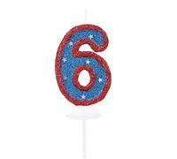 Kinsynko Décoration de gâteau en forme de chiffre 6 pour garçons et filles Bleu