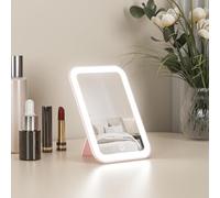 Kintion Miroir de maquillage de voyage 10,7 x 15,5 cm, miroir lumineux portable rechargeable à DEL, intensité variable, 3 modes de couleur, écran tactile, miroirs de table de bureau pour sac à main