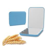 Kintion Miroir de Poche en Paille de Blé - Grossissant 1X/3X pour Sac à Main, Éclairé en Fibre de Plastique, Pliable, Compact pour Cadeau