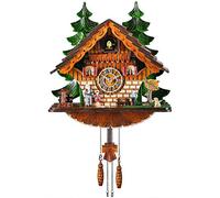 Kintrot Horloge de Coucou Traditionnelle Horloge de Chalet de forêt Noire décorée à la Main de Mur d'horloge de Quartz