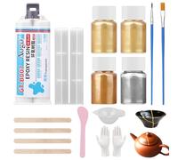 Kintsugi Kit de réparation de colle dorée pour la réparation de céramiques cassées, verre, soucoupes, colle céramique, cadeaux significatifs et travaux manuels, parfait pour les débutants